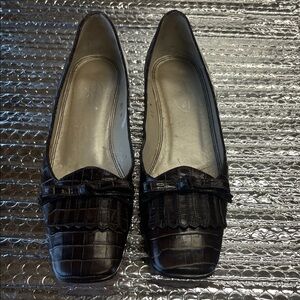 Talbots Dark Brown Crocodile Pattern Loafers